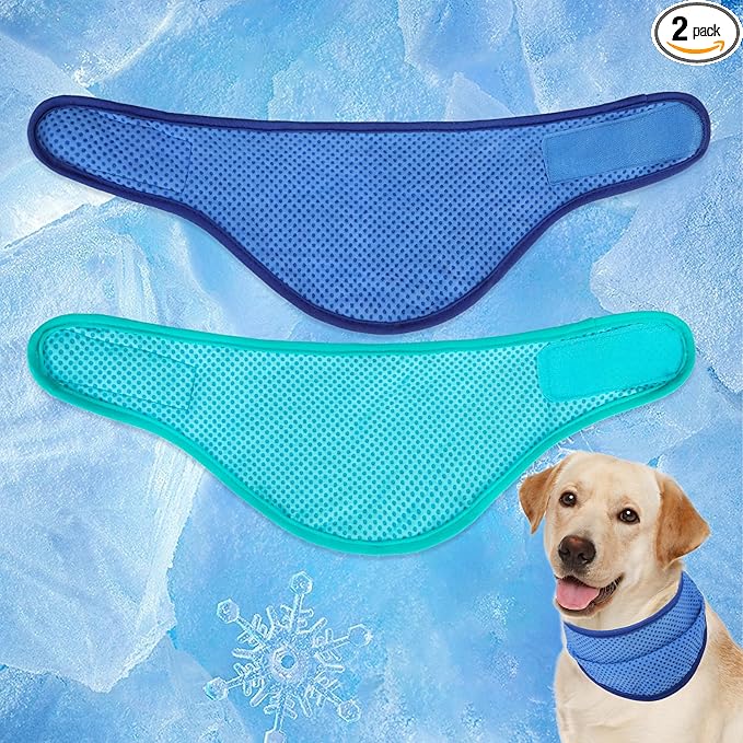 EXPAWLORER Dog Cooling Bandana - 2 Pack Instant Cooling Dog Bandanas, Chill Out Pet Cool Scarf Summer Essentials Ice Neck Cooler Wrap, Prevent Sunstroke for Small Medium Large Dogs, Navy Green L
