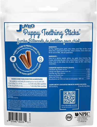 N-Bone Jumbo Puppy Teething Sticks Peanut Butter Flavor Dog Treats, 7 Count 7.28-oz Bag