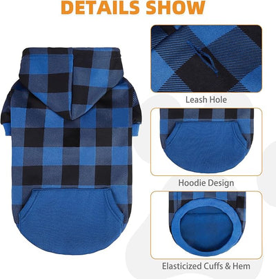 KOOLTAIL Plaid Dog Hoodie Pet Clothes Sweaters with Hat