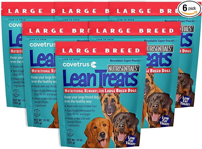 Covetrus Nutrisential Lean Treats for Large Dogs - Soft Dog Treats for Large Dogs - Nutritional Low Fat Bite Size K9 Treats - Chicken Flavor - 10oz - 6 Pack