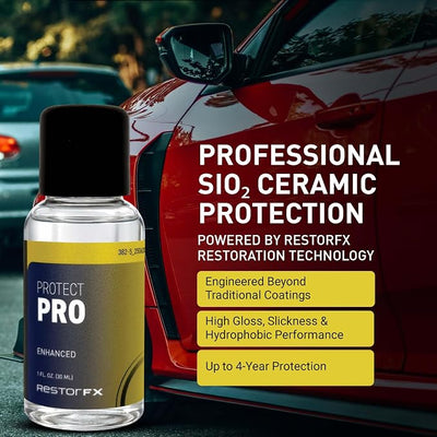 Protect Pro Ceramic Coating for Cars – Professional SiO2 Paint Protection – Up to 4 Years Durability, High Gloss, Scratch Resistance and Hydrophobic Water Beading
