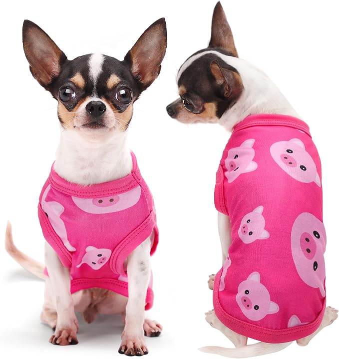 Adorable Pink Pig Dog Shirt: Lightweight Polyester Cartoon Puppy Vest, Small Medium & Large Dog T-Shirt, Summer Pet Clothes, Cute Dog Apparel, Breathable Dog Tank Top 4XL