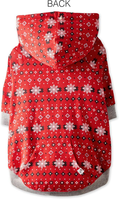 Pet Passion Rocky – The Original Lightweight Hooded Tee 100% Organic Cotton Dog Hoodie Pet Coat Sweater for All Sized Dogs, Red Fair Isle, Medium (20-45 lbs)