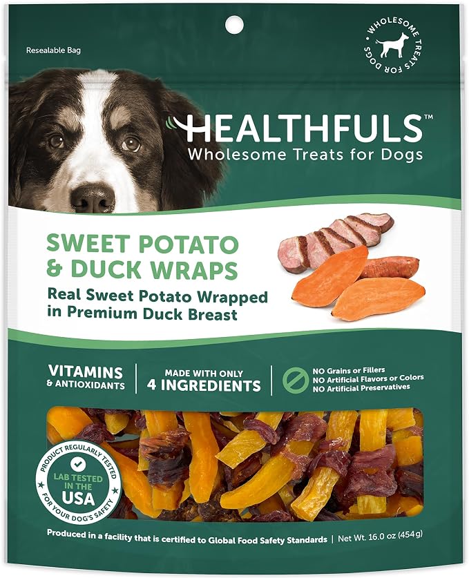 HEALTHFULS Duck & Sweet Potato Treats, 16 oz - Healthy, Protein Rich Treats for Dogs - Dog Chews