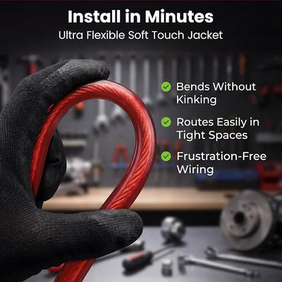 GEARit 4 Gauge Wire Kit CCA 3-in-1, 4 AWG Power Ground Battery Cable 25 ft Black/Red, with Lugs & Heat Shrink