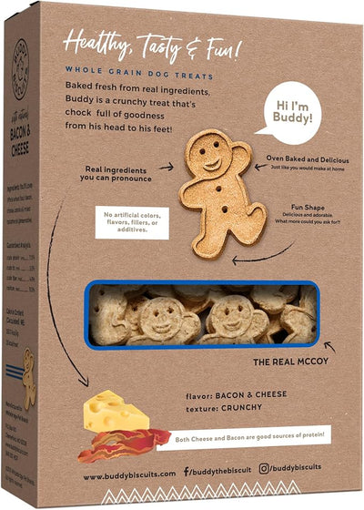 Buddy Biscuits 16 oz. Box of Crunchy Dog Treats Made with Bacon & Cheese (Pack of 2)