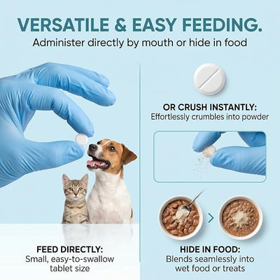 Dewormer for Dogs and Cats - Fenbendazole 100mg Tablets - Broad Spectrum Treats Roundworms, Hookworms, Tapeworms & Whipworms - Safe for Puppies & Kittens, 50 Count