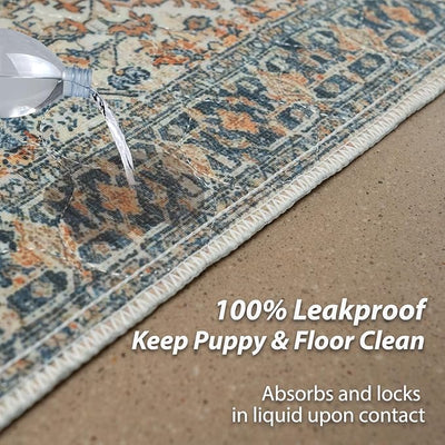 nunubaby Washable Pee Pads for Dogs, Stylish, Non-Slip and Leak-Proof Pee Pads. Reusable Potty Pads for Dogs for Crates and Floors.(Beige/Multi, 54" x54" )