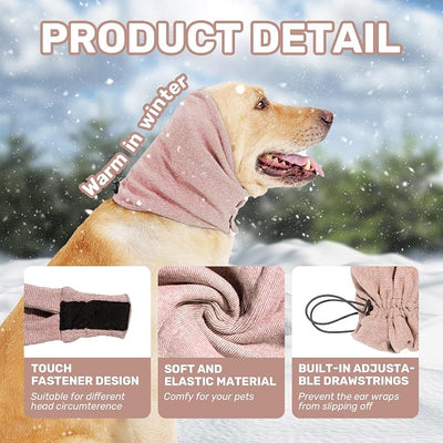 Dog Calming Hoodie, No Shake Ear Wraps for Dogs, Adjustable Dog Ear Muffs for Noise Protection, Ear Wrap Head Cover for Anxiety Relief & Hematoma (Dusty Rose, M(Head Circle:13.8"-18.9"))