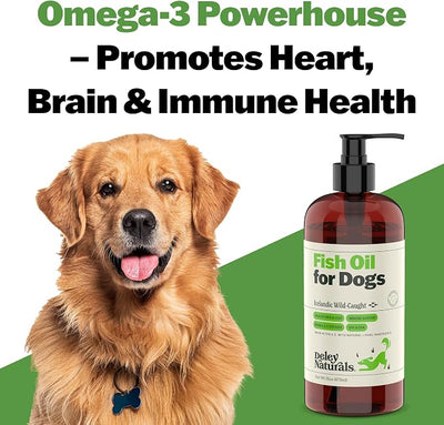 Deley Naturals Fish Oil for Dogs - Itch Relief for Dogs with Omega 3 6 9 for Skin, Joints, Heart and Brain Health - Icelandic Omega 3 Fish Oil for Dogs Skin Irritation - 16oz Omega Oil Made in USA
