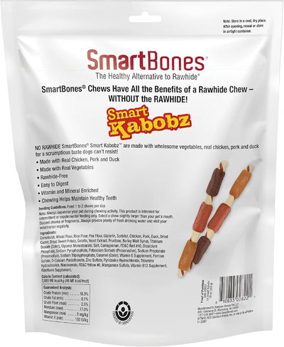 SmartBones Smart Kabobz With Real Chicken, Pork and Duck, Rawhide-Free Chews for Dogs, 18 Count