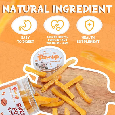 PAWUP Sweet Potatoes Strips Dog Treats - Single Ingredient Soft Chews w/Taurine, Chewy Sticks for Small & Medium Dogs, Easy to Digest, 12.5oz (Pack of 2)