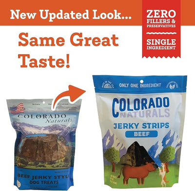Colorado Naturals Beef Jerky Strips Dog Treats, 16 oz – All-Natural, Made in USA, No Fillers or Preservatives – Great for Muscle Development