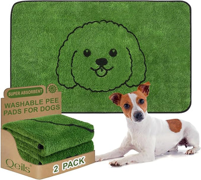 Qeils Reusable Puppy Pads, Washable Pee Pads for Dogs 2 Pack Durable Absorbent Leakproof Dog Training Pads for Home or Travel, Non-Slip Wee Wee Pads Potty Pads 48"x30"