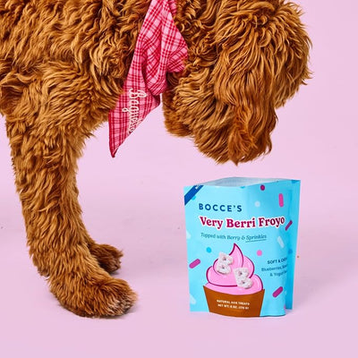 Bocce's Bakery Very Berri Froyo Dog Treats – Natural, Wheat-Free Soft & Chewy Cookies Made with Real Ingredients – Baked in The USA and Topped with Berries & Sprinkles, 6oz