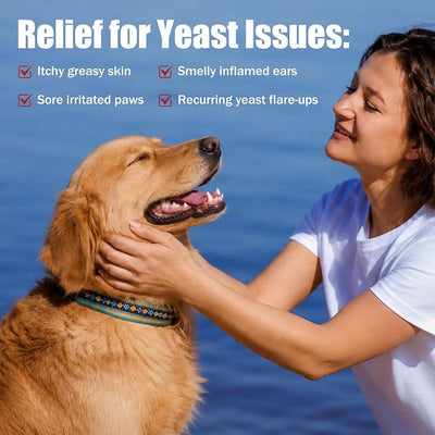 Dog Yeast Infection Treatment Chews, Itchy Skin Ear & Paw Relief for Dogs, Ringworm Malassezia Support Supplement,100% Veterinarian Formulated for All Ages & Weights,Chicken Flavor, 30 Count