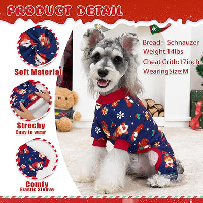 XPUDAC 4 Pack Dog Christmas Pajamas Stretchy Dog Clothes for Small Medium Dogs Girl Boy Christmas Puppy Outfit Pet Jumpsuits Pjs Winter Cat Costume, S