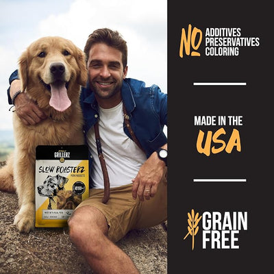 Grillerz Pork Nuggets for Dogs, 1 lb Bag, Natural Dog Chews, Single Ingredient, High Protein, Easy to Digest, Supports Healthy Teeth, For All Life Stages