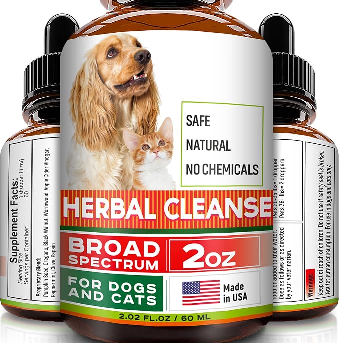 Herbal Cleanse for Dogs and Cats - Intestinal Defense with Wormwood & Black Walnut - Homeopathics Parasites & Toxins for Dogs & Cats - Healthy Gut - Puppy & Kitten - All Breeds - US Made - 2fl.oz