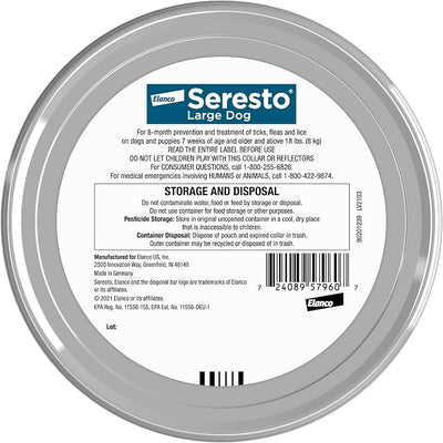 Seresto Large Dog Vet-Recommended Flea & Tick Treatment & Prevention Collar for Dogs Over 18 lbs. | 2-Pack