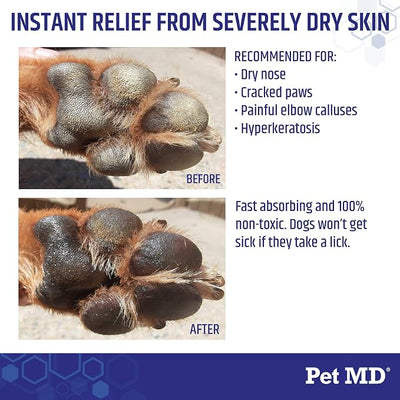 Pet MD Dog Paw Balm - 3-in-1 Paw, Nose/Snout, & Elbow Moisturizer & Paw Protectors for Dogs - 2 oz Paw Wax with Shea Butter, Coconut Oil, & Beeswax