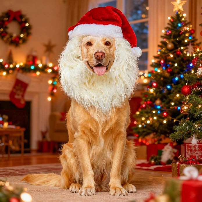 Funny Reindeer Moose Dog Costume - Cute Furry Pet Wig for Halloween & Christmas