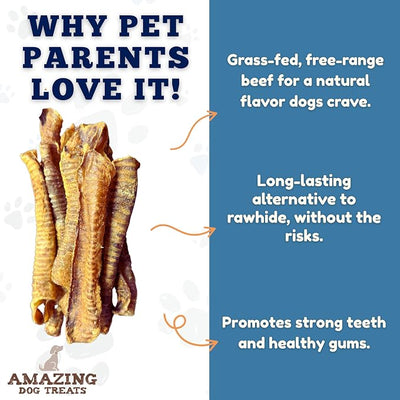 Amazing Dog Treats - Lamb Trachea (100 Count - 40 oz) - Trachea Dog Chews - Natural Source of Glucosamine & Chondroitin for Dogs - Lamb Dog Treats