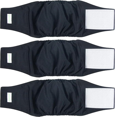 Wegreeco Washable Male Dog Belly Wrap - Pack of 3 - (Black,XX-Large)