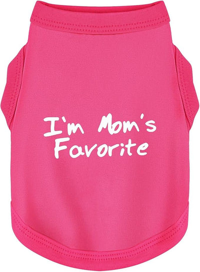 Cozy Sleeveless Canine Wear Dog Clothes, Soft, Lightweight, and Breathable Cotton Dog Shirt with I'm Mom's Favorite Print.Vest Tank Top Ideal for Small, Medium, and Large Breeds Rose Red XS