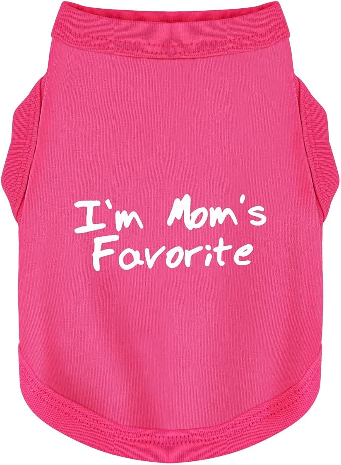 Cozy Sleeveless Canine Wear Dog Clothes, Soft, Lightweight, and Breathable Cotton Dog Shirt with I'm Mom's Favorite Print.Vest Tank Top Ideal for Small, Medium, and Large Breeds Rose Red 4XL
