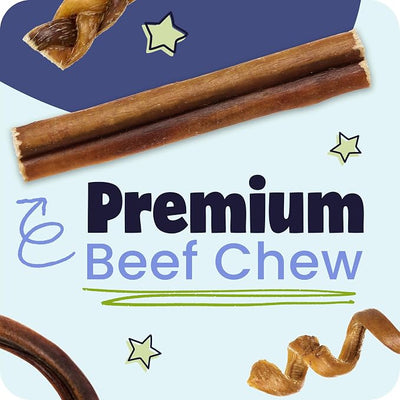 Pawstruck 100% Natural 12-in Bully Sticks for Dogs - Tough Long-Lasting Rawhide-Free Single Ingredient Beef Pizzle Chew Treats for Medium & Large Dogs, Aggressive Chewers - 5 Count Pack