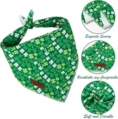 St. Patrick‘s Day Dog Bandana - Bold Green Shamrock Dog Neck Scarf, Soft Pet Bib for Puppy Kitten, Holiday Photo Dogs Cats Prop for Daily Use Parties & Pet Photography S