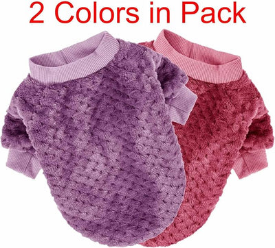 Dog Sweater, 2 or 3 Pack Dog Sweaters for Small Medium Dogs or Cat, Warm Soft Flannel Pet Clothes for Dogs Girl or Boy, Dog Shirt Coat Jacket (Medium, Burgundy+Rosy)