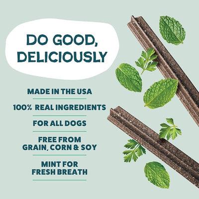 Shameless Pets Triple Mint Dental Chews for Dogs, 8 Chews - Natural Dog Teeth Cleaning Treats with Fresh Breath Benefits | Grain-Free Dental Sticks for Small, Medium & Large Dogs