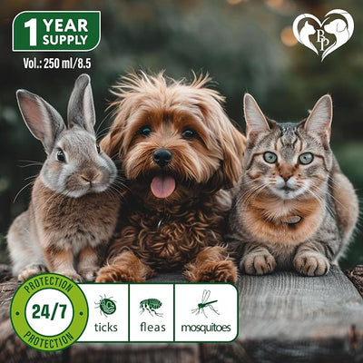 Natural Flea and Tick Home Spray for Dogs, Cats & Ferret - Mosquito, Bug Repellent & Carpet Flea Killer - Pet Pest Control & House Flea Treatment Indoor - Organic Prevention for Safe