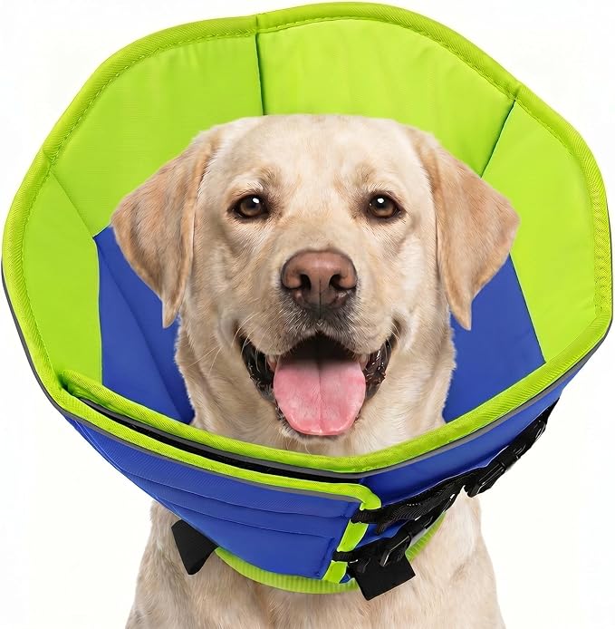 Soft Dog Cone, Adjustable Dog Cone Collar Alternative for Large Dogs, Comfy Pet Cones for Dogs to Stop Licking, Protective E-Collar After Surgery for Wound Healing, Blue XL