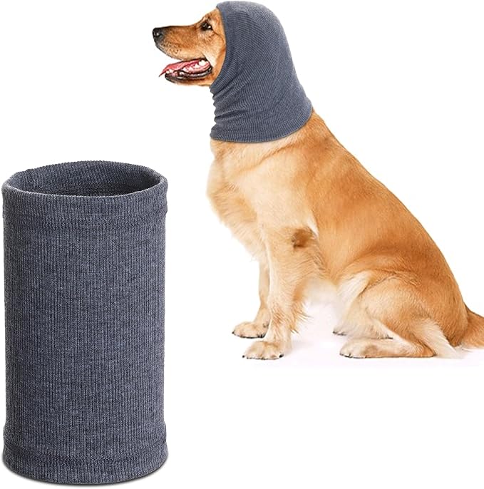 Quiet Ears for Dogs, Rbenxia 1 Piece Dog Ear Cover Hoodies Dog Ear Muffs Headband Noise Ear Protection Warm Winter Ear Scarf (Grey, Small)