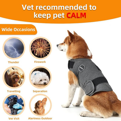 Dog Anxiety Jacket, Skin-Friendly Dog Calming Shirt - Dog Coat for Thunder, Fireworks, Vet Visits and Separation - Keep Pet Calm Without Medicine & Training, Light Grey, XX-Large