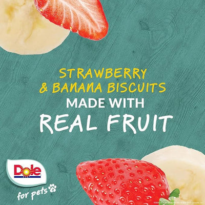Dole for Pets Dog Biscuits, Assorted Banana and Strawberry Real Fruit Flavor Mix, Vegan Crunchy Training Treats, No Wheat Corn Soy Additives, 7 Oz, 6 Pack