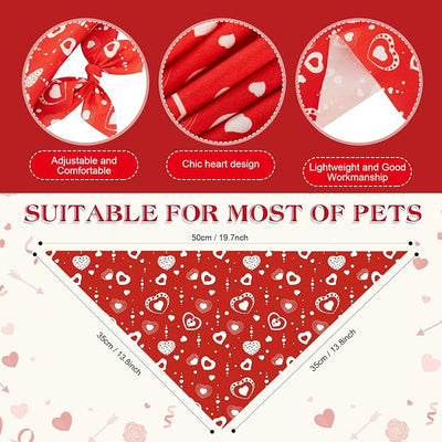Weewooday 50 Pcs Valentine's Day Dog Bandanas Bulk for Dogs Soft Bibs Adjustable Triangle Heart Lips Bandana for Small Medium Large Pet Costume(Valentine, 19.7 x 13.8 x 13.8 Inch)