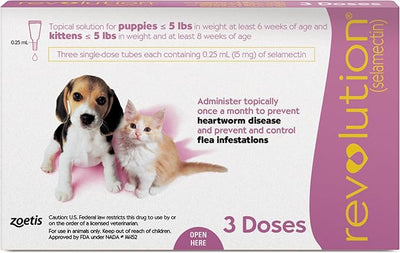 Revolution (selamectin) Topical Solution for Puppies & Kittens, Up to 5 lbs (Mauve), 3 Tubes