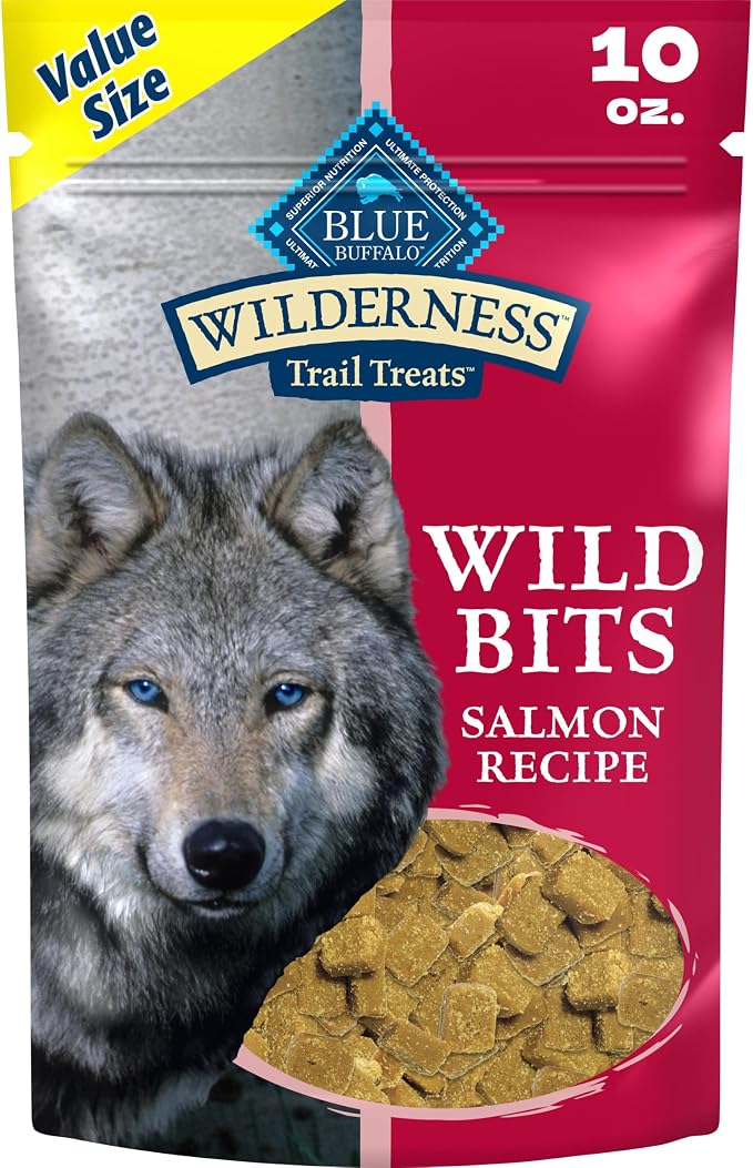 Blue Buffalo Wilderness Trail Treats Salmon Crunchy Dog Biscuits, Grain-Free & High-Protein, Bite-Sized Training Treats Made with Real Salmon & Natural Ingredients, 10-oz Bag