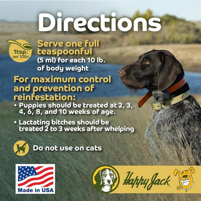 HAPPY JACK Liqui-Vict 2X Liquid Dog Dewormer, Butterscotch, 8 oz | Removes Roundworms & Hookworms, For Large, Medium & Small Breeds