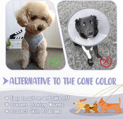 Dog's Recovery Suit Post Surgery Shirt for Puppy, Small Dog Surgical Recovery Suit for Female Male Dogs, Dog Onesie Protect Surgical Wound(Grey Stars-XXS)