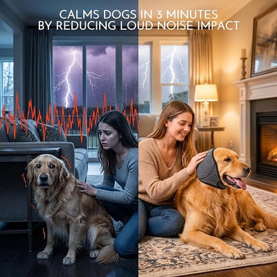 HOFI Noise-Protection Ear Covers for Dog: Calms Dogs in 3 Minutes by Reducing Loud Noise Impact During Fireworks/Thunderstorms/Vet Visits - Anxiety Relief for Large Breeds Golden/Lab/Shepherd