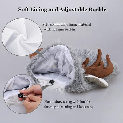 Funny Reindeer Moose Dog Costume - Cute Furry Pet Wig for Halloween & Christmas