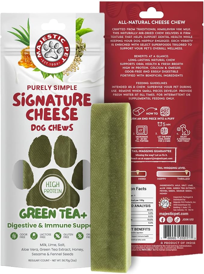 Majestic Pet Himalayan All-Natural Cheese Dog Chews - Long Lasting Dental Chew for Dogs - Healthy Pet Treats with Beneficial Ingredients (Digestive & Immune Support, Regular, 1 Pack)