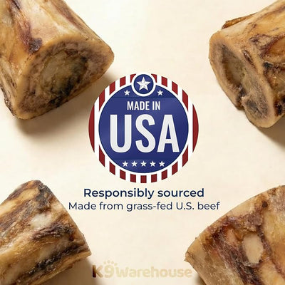 K9warehouse USA Marrow Bones for Dogs, 5-6" Smoked Beef Bone Marrow Dog Treats, 3 Count, All-Natural Real Bones, Long-Lasting Chew for Aggressive Chewers, High-Protein Dental Chews for All Breeds