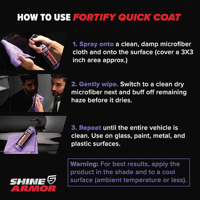 SHINE ARMOR Fortify Quick Coat - 8oz Ceramic Waterless Detailer Spray | 3-in-1 Wash, Wax & Nano-Ceramic Coating | Mirror Shine, Zero Streaks, No Dust Residue | 6-12 Month Protection | Made in USA | Spray On, Wipe Off. Ceramic Protection That Lasts 6 to...