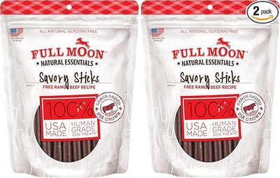 Full Moon All Natural Human Grade Dog Treats, Essential Beef Savory Sticks, 22 Ounce, 1.375 Pound (Pack of 2)